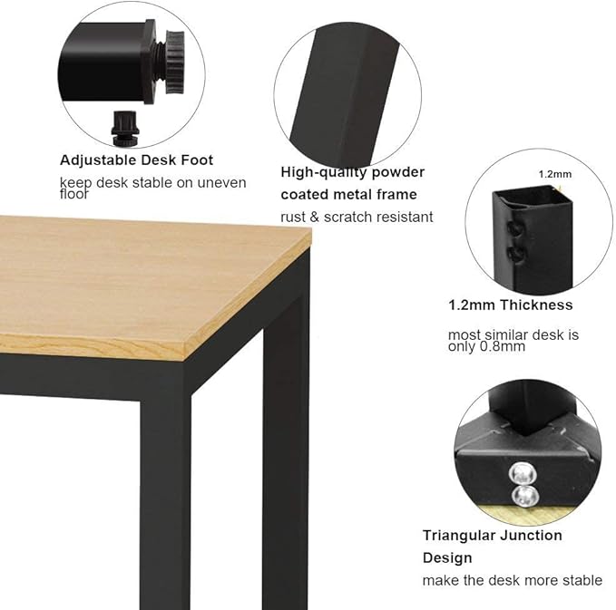 SogesGame Computer Desk, 47.2 inches Small Office Desk Computer Table Study Writing Desk Workstation for Home Office, Teak Dining Table - LeafyLoom