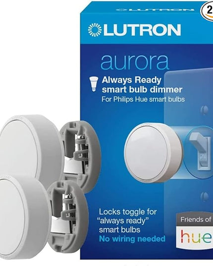 Lutron Aurora Smart Bulb Dimmer Switch (2 Pack) | for Philips Hue Smart Bulbs | Z3-1BRL-WH-L0-2 | White Lutron