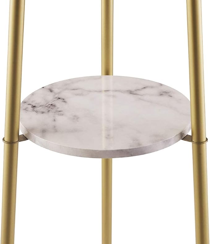 Floor Lamp, Standing Reading Light with Shelves and Fabric Shade, Modern Tall Pole Lamp, Accent Furniture Décor Lighting for Living Room, Bedrooms (Gold, 4-Tier) - LeafyLoom