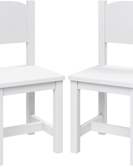 Timy Toddler Wooden Chair Pair, Kids Furniture for Eating, Reading, Playing 2 Pack (White) - LeafyLoom