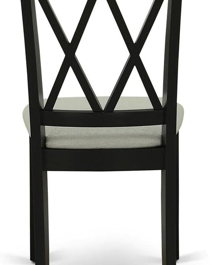 East West Furniture CLC-BLK-C Clarksville Dining Room Chairs - Linen Fabric Upholstered Wood Chairs, Set of 2, Black - LeafyLoom