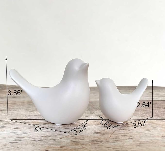 White Bedroom Decor Aesthetic, Ceramic Decor Birds White Decor for Shelves, Small Decor Items for Shelf Decor Accents, Decorative Birds Figurines Decorations for Living Room Table top Decor - LeafyLoom