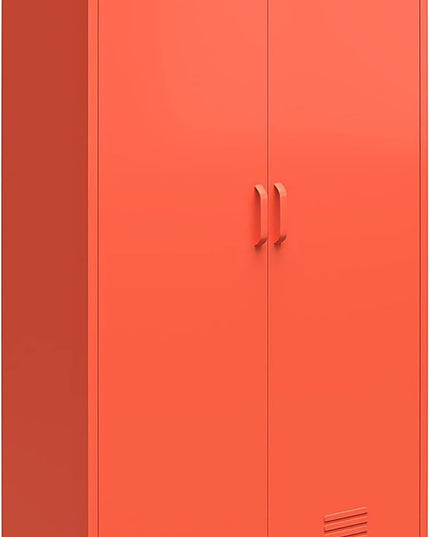 Novogratz Cache Tall 2 Door Metal Locker Cabinet, Orange - LeafyLoom