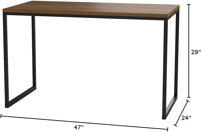 ZINUS Jennifer 47 Inch Black Frame Desk / Computer Workstation / Office Desk / Easy Assembly, Brown - LeafyLoom