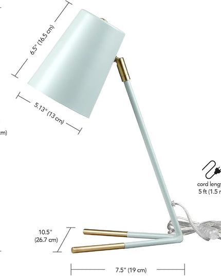Globe Electric 56086 Dobby 16" Desk Lamp, Matte Teal, Gold Accents - LeafyLoom