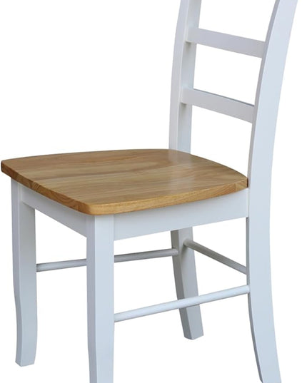 International Concepts Madrid Ladderback Chair, Wood, White/Natural/Set of 2 - LeafyLoom