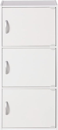 Hodedah Heavy Duty Engineered Wooden 3 Door Enclosed Multipurpose Storage Cabinet with Included Hardware for Easy Assembly, White - LeafyLoom