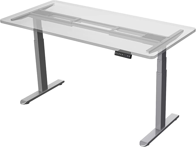 AIMEZO Standing Desk Frame, Dual Motor Electric Height Adjustable Sit Stand Desk Frame with 4 Memory Preset Button, USB Charging Port for Home Office (3 Tier Legs, Gray) - LeafyLoom