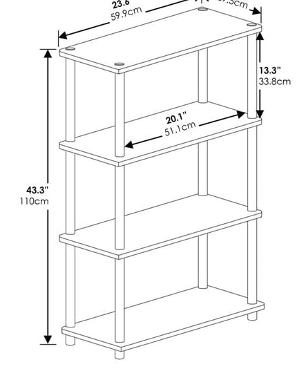 Furinno (99557GYW/BK) Turn-N-Tube 4-Tier Multipurpose Shelf Display Rack - French Oak Grey/Black - LeafyLoom