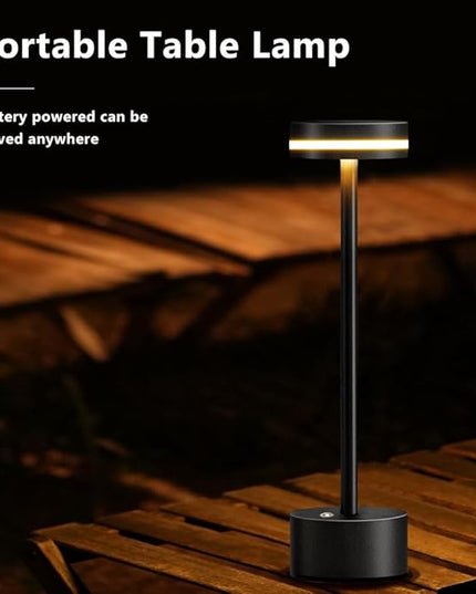 Cordless Metal Desk Lamp,Portable LED Table Lamp with Touch Sensor,3 Color Rechargeable Lamp,3-Levels Brightness Lamp,Night Light for Kids Nursery,Bedside Lamp,Dining Room Lamp (Black) - LeafyLoom