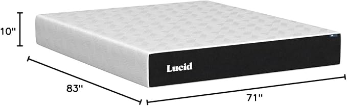 LUCID 10 Inch Memory Foam Mattress - Firm Feel - Infused with Bamboo Charcoal and Gel - Bed in a Box - Temperature Regulating - Pressure Relief - Breathable - California King Size - LeafyLoom