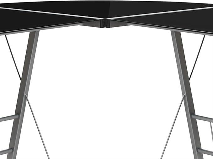Flash Furniture Ginny L-Shaped Desk 83.5" Computer Corner Desk, Gaming Corner Desk, Home Office Corner Desk, Gaming Desk, Space Saving, Easy to Assemble, Black - LeafyLoom