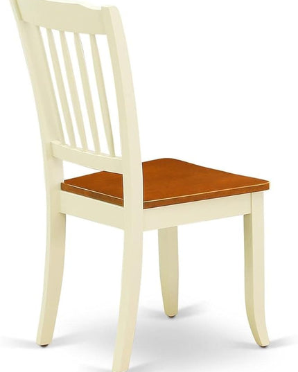 East West Furniture DAC-BMK-W Danbury Dining Chairs - Slat Back Wooden Seat Chairs, Set of 2, Buttermilk & Cherry - LeafyLoom