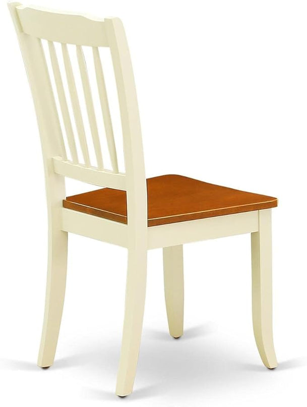 East West Furniture DAC-BMK-W Danbury Dining Chairs - Slat Back Wooden Seat Chairs, Set of 2, Buttermilk & Cherry - LeafyLoom