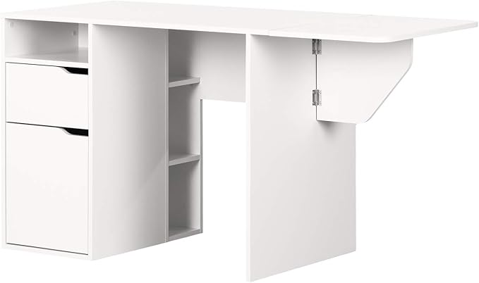 South Shore Crea Expandable Craft Table-Pure White - LeafyLoom