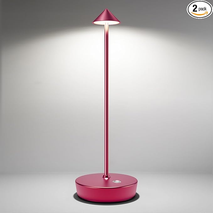 Cordless Table Lamps Rechargeable, 6000mAh Battery Operated LED Desk Lamp Outdoor Waterproof Portable Touch Dimmable Table Light for Patio Restaurant Dining Home Red - LeafyLoom