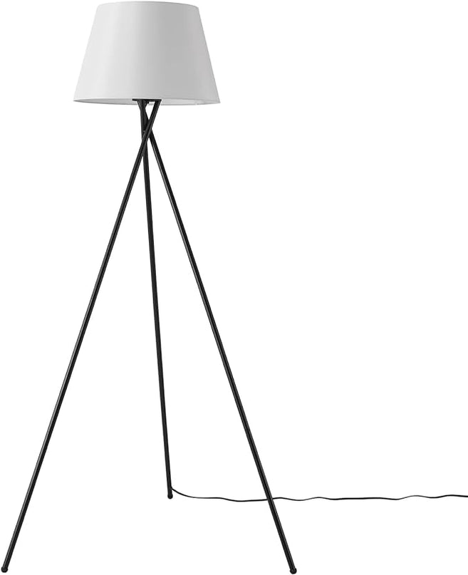 Globe Electric 67519 Allen 59" Floor Lamp, Matte Black, White Linen Shade, On Off Switch on Socket - LeafyLoom