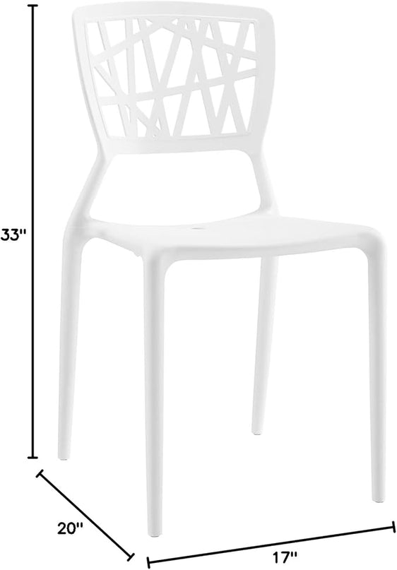 Modway Astro Stacking Accent Kitchen and Dining Room Chair in White - Fully Assembled - LeafyLoom