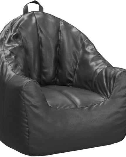 Posh Creations Structured Comfy Seat for Playrooms and Bedrooms, Large Bean Bag Chair, Malibu Lounge, Black - LeafyLoom