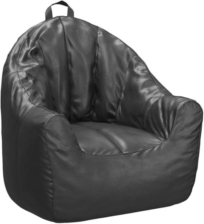 Posh Creations Structured Comfy Seat for Playrooms and Bedrooms, Large Bean Bag Chair, Malibu Lounge, Black - LeafyLoom
