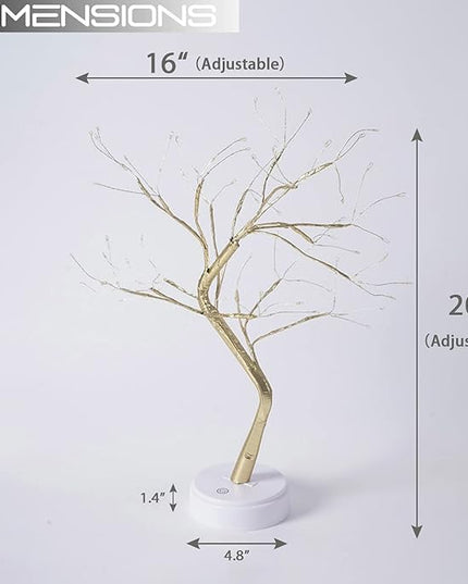 Bonsai Tree Light for Room Decor, Aesthetic Lamps for Living Room, Cute Night Light for House Decorations, Good Ideas for Gifts, Weddings, Festivals, Christmas... (Warm White, Gold Trunk, 108 LED) - LeafyLoom