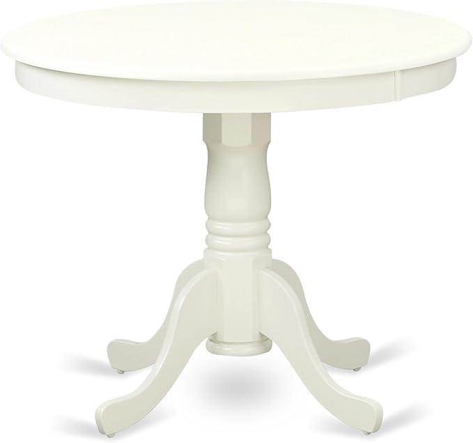 East West Furniture ANAS3-LWH-43 Antique 3 Piece Dining Set consists A Dinner Table and 2 Willow Green Linen White Faux Leather Parson Kitchen Chairs with Stylish Back, Finish, 36x36 Inch - LeafyLoom