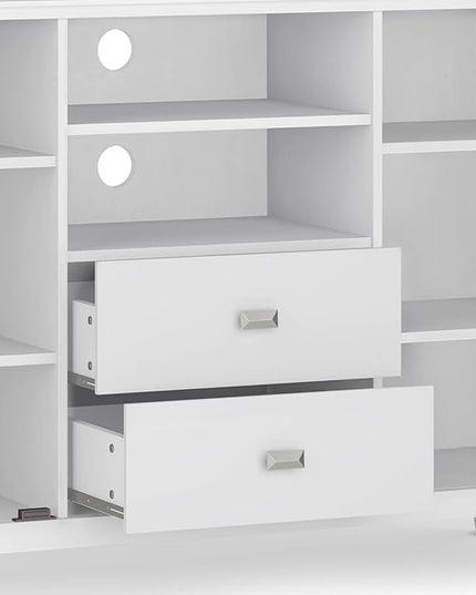 SIMPLIHOME Artisan SOLID WOOD 53 Inch Wide Contemporary TV Media Stand in White for TVs up to 60 Inches, For the Living Room and Entertainment Center - LeafyLoom