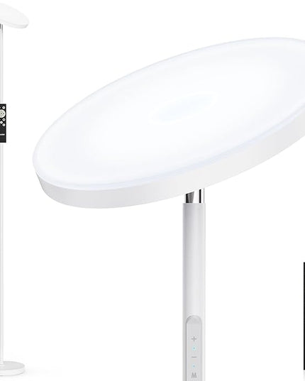 OHLUX Gray Floor Lamp, 35W/2500LM Super Bright Dimmable Sky LED Modern Torchiere Standing Lamp, LED Floor Reading Lamp with 4 Color Temperatures, Remote Touch Control, 1 Hour Timer for Living Room - LeafyLoom
