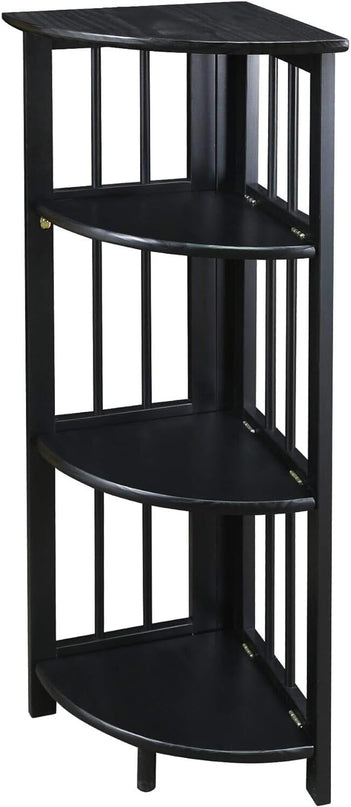 Casual Home 4 tier Corner Folding Bookcase, Black - LeafyLoom