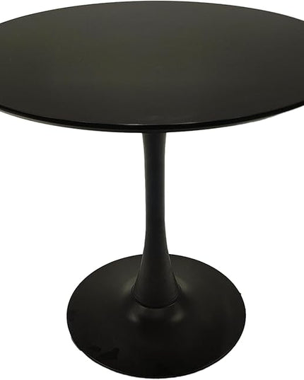 NicBex 31.5Inch Round Dining Table,Mid-Century Modern Kitchen Table with MDF Black Tabletop and Pedestal Base for 2 to 4,Leisure Coffee Table for Kitchen,Small Space,Apartment and Living Room,Black - LeafyLoom