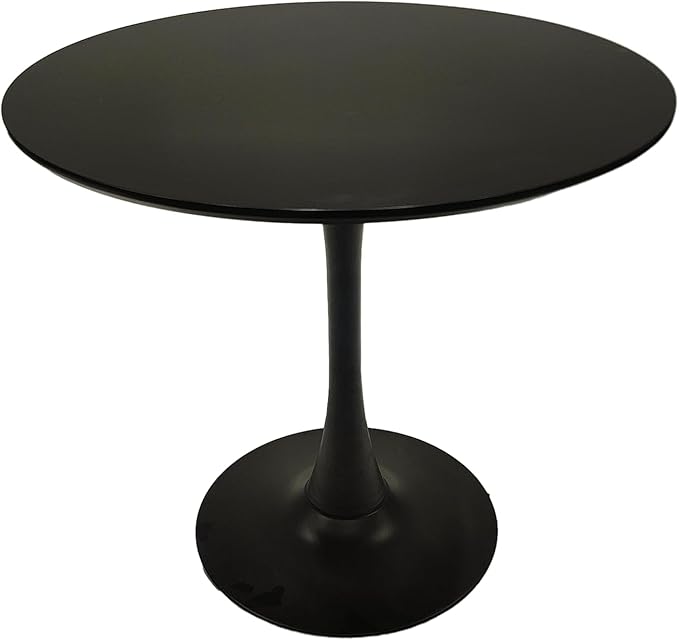 NicBex 31.5Inch Round Dining Table,Mid-Century Modern Kitchen Table with MDF Black Tabletop and Pedestal Base for 2 to 4,Leisure Coffee Table for Kitchen,Small Space,Apartment and Living Room,Black - LeafyLoom