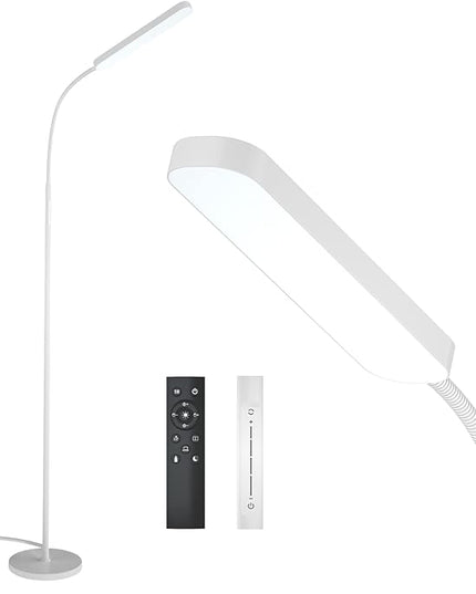 Floor Lamp, 15w/1000lm Bright LED Floor Lamp with Stepless Adjustable 3000K-6000K Colors and Dimmer, Remote and Touch Control Reading Lamp, Adjustable Gooseneck Floor Lamp for Living Room - LeafyLoom