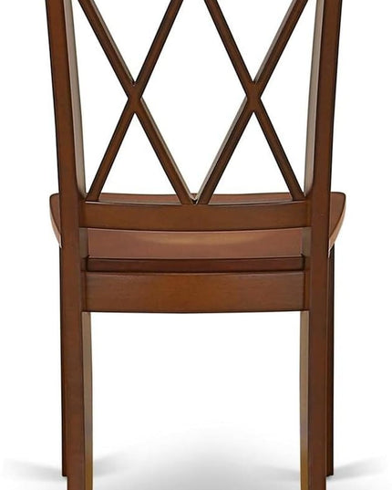 East West Furniture CLC-MAH-W Clarksville Dining Chairs - Double Cross Back Solid Wood Seat Chairs, Set of 2, Mahogany - LeafyLoom