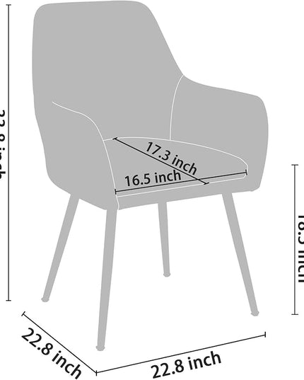 CangLong Furniture Modern Living Dining Room Accent Arm Chairs Club Guest with Gold Metal Legs, Set of 2, Grey - LeafyLoom