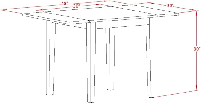 East West Furniture NDNI5-BCH-W Norden 5 Piece Set for 4 Includes a Rectangle Table with Dropleaf and 4 Kitchen Dining Chairs, 30x48 Inch - LeafyLoom