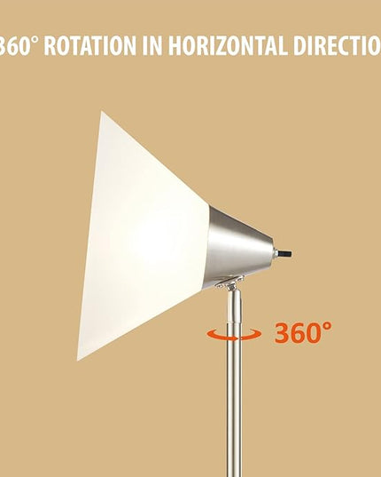 Floor Lamp Standing Lamp Adjustable Head Arcylic Shade Floor Lamps for Living Room/Office/Bedroom (satin nickel) - LeafyLoom