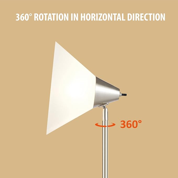 Floor Lamp Standing Lamp Adjustable Head Arcylic Shade Floor Lamps for Living Room/Office/Bedroom (satin nickel) - LeafyLoom
