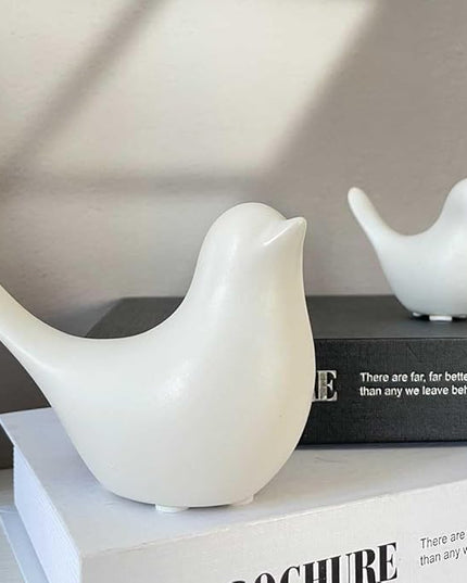 White Bedroom Decor Aesthetic, Ceramic Decor Birds White Decor for Shelves, Small Decor Items for Shelf Decor Accents, Decorative Birds Figurines Decorations for Living Room Table top Decor - LeafyLoom