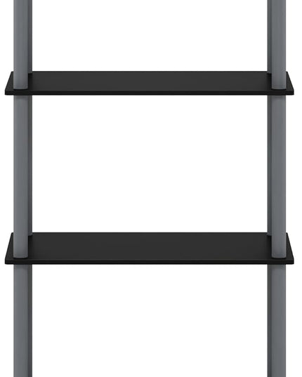 Furinno (99557BK/GY) Turn-N-Tube 4-Tier Multipurpose Shelf Display Rack - Black/Grey - LeafyLoom