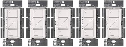 Lutron Caseta Original Smart Dimmer Switch (Lutron Smart Hub Required), for LED Lights, 150 Watt, Single-Pole/3-Way, No Neutral Required, PD-6WCL-WH 5-PACK, White, 5 Pack Lutron