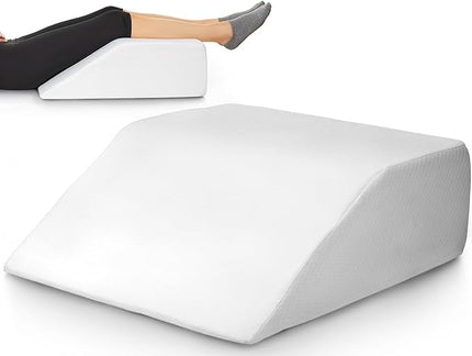 Leg Elevation Wedge Pillow for Sleeping, After Surgery | Memory Foam | Relieves Foot and Ankle Injury, Legs, Hip, and Knee Pain, Improves Blood Circulation, 8 Inch - LeafyLoom