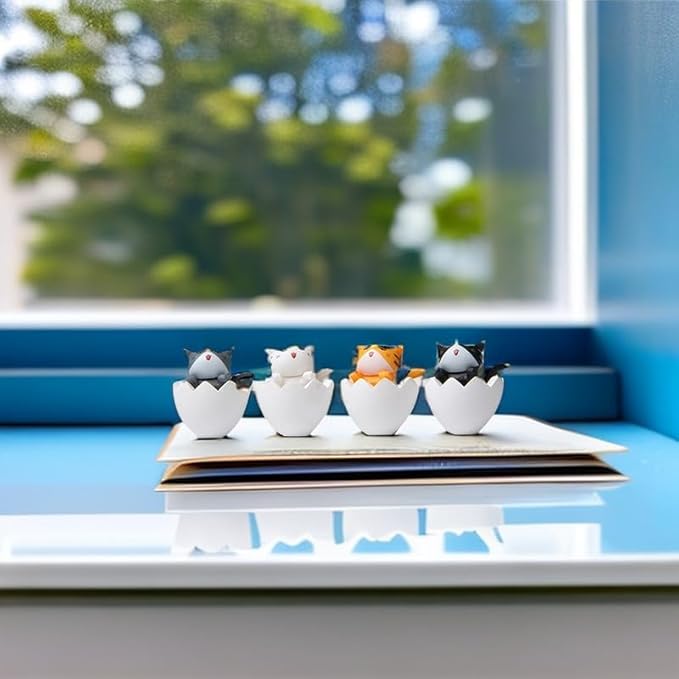Cute and Compact Office Desk Decorations Cat in Eggshell Desk Ornament Shelf Decor Home Decor Bookshelf Decorative Objects Tabletop Decor - LeafyLoom