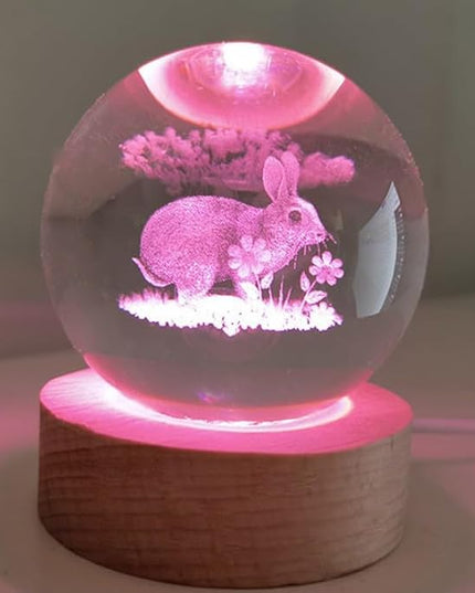 Easter Bunny Lamp Things for Teen Girls, Large 3D Bunny Night Light, Crystal Rabbit Lamp 16 Color Changing with Remote Control for Bedroom Decor, Night Light Bunny with Flowers - LeafyLoom
