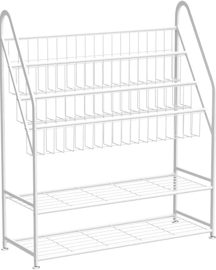 aboxoo Metal Kids Bookshelf Freestanding Bookcase for Children Room 32 in Large Toy Organizer Modern MinimalistWhite Stable Metel Bookstore Bedroom, Living, Library Book Unit Storage - LeafyLoom