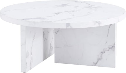 NicBex 31.4Inch Round Dining Table,Mid-Century Modern Kitchen Table with White Patterns Tabletop for 2 to 4,Leisure Coffee Table for Kitchen,Small Space and Living Room,Space-Saving,White - LeafyLoom
