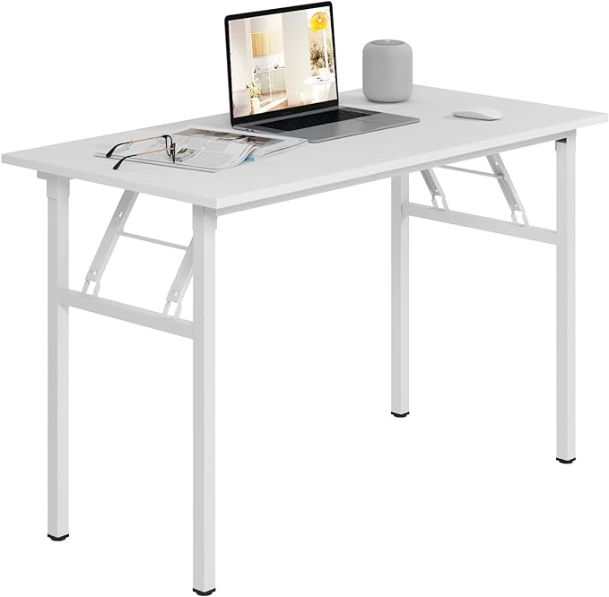 Need Office Computer Desk - 47.2L Sturdy and Heavy Duty Folding Laptop Table,Writing Table/Home Office Desk/Sewing Table,No Assembly Required,White AC5DW(120 * 60) - LeafyLoom
