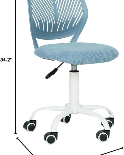 FurnitureR Writing Task Chair for Teens Boys Girls 360 Rolling Wheels Fabric Soft Pad Seat Breathable Backrest, Height Adjustable Liftup 29.5"-34.3",Blue Fabric - LeafyLoom