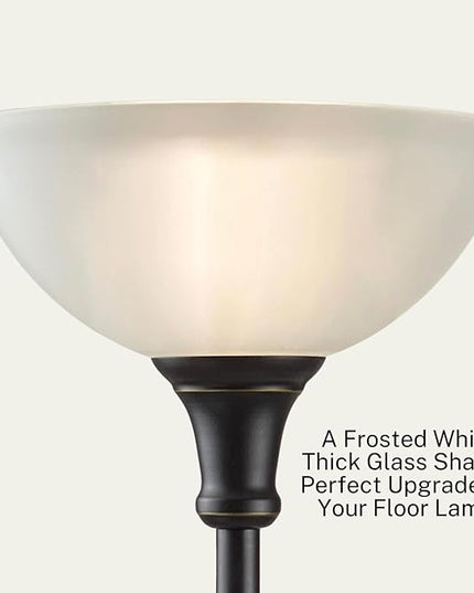 LIGHTACCENTS Glass Lamp Shade Replacement for Floor Lamp Frosted Glass - Lamp Shade for Floor Lamps - Glass Lamp Shade - Floor Lamp Shade Replacement -Replacement Glass For Floor Lamps White - LeafyLoom