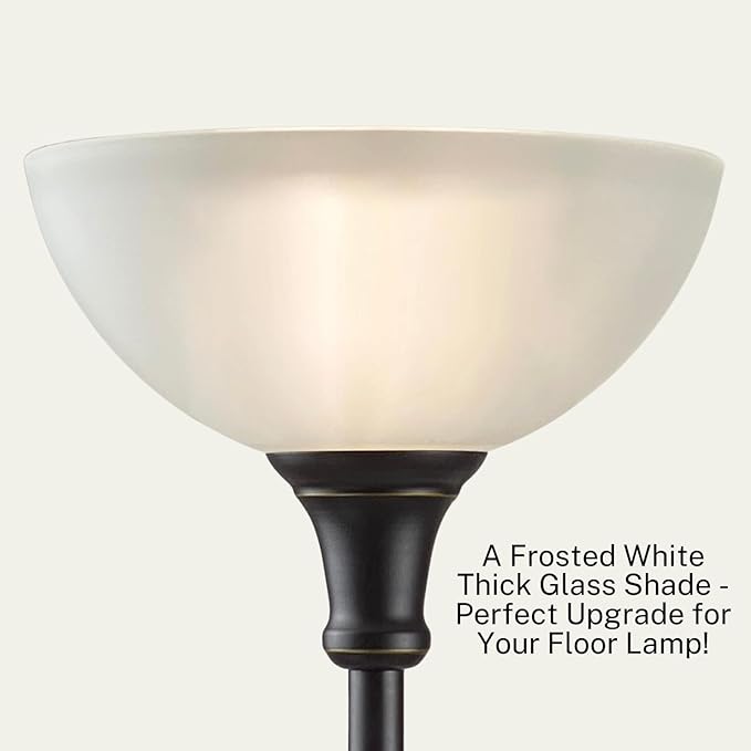 LIGHTACCENTS Glass Lamp Shade Replacement for Floor Lamp Frosted Glass - Lamp Shade for Floor Lamps - Glass Lamp Shade - Floor Lamp Shade Replacement -Replacement Glass For Floor Lamps White - LeafyLoom