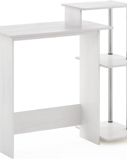 Furinno Efficient Home Laptop Notebook Computer Desk with Square Shelves, Side, White Oak/Chrome - LeafyLoom